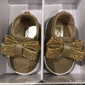 Gold Sparkly Bow Shoes